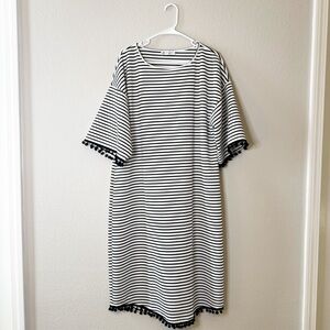 Jade Mackenzie Women’s Striped Modest Midi Length Swim Dress NEW Size 2XL